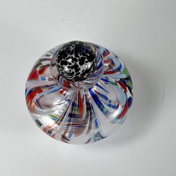Perfume Vanity Bottle Multicolor Swirl End Of Day Glass Brown Clear Stopper - Picture 5 of 13
